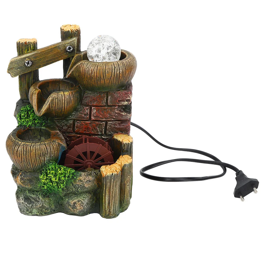 Fontaine de Bureau Résine – Tour de Pierre Cascade, Paysage Miniature 19,5cm