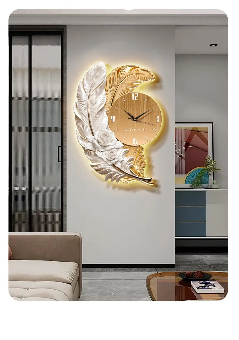 Horloge Murale Luxe Grande Taille Silencieuse – Version Lumineuse ou Standard, 3 Styles