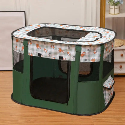 Parc pliable portable pour animaux, parois en filet et fermetures zippées