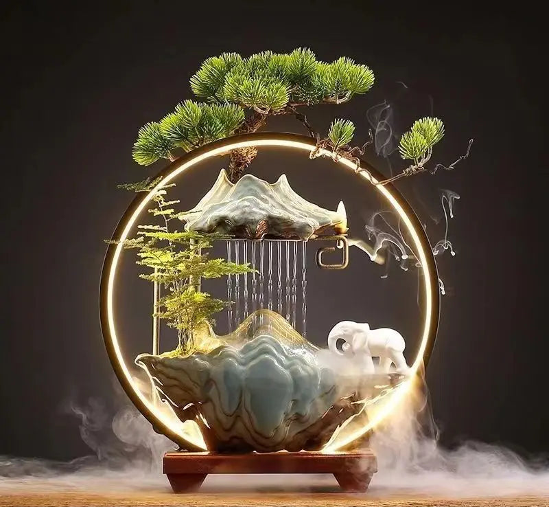 Fontaine Décorative Céramique Émail – Style Néoclassique, 3 Tailles & 6 Designs