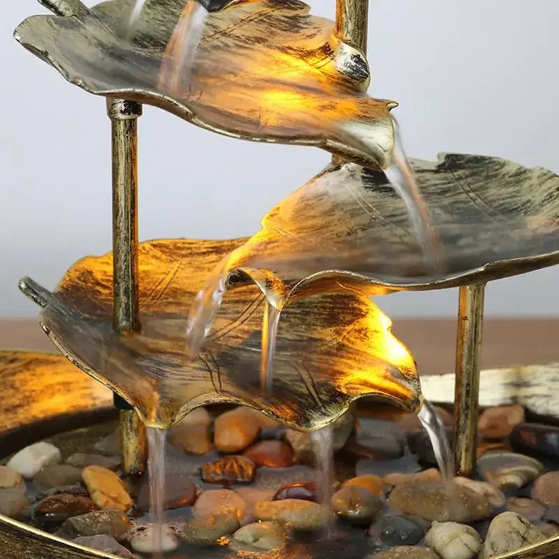 Fontaine Feuille de Lotus Métal LED – Cascade Zen USB, 3 Finitions
