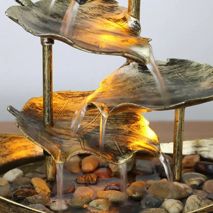 Fontaine Feuille de Lotus Métal LED – Cascade Zen USB, 3 Finitions