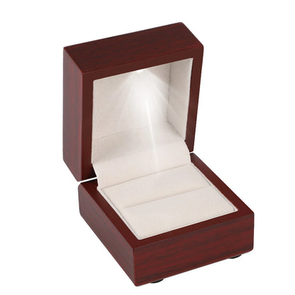 Écrin Bague Bois & Velours avec LED