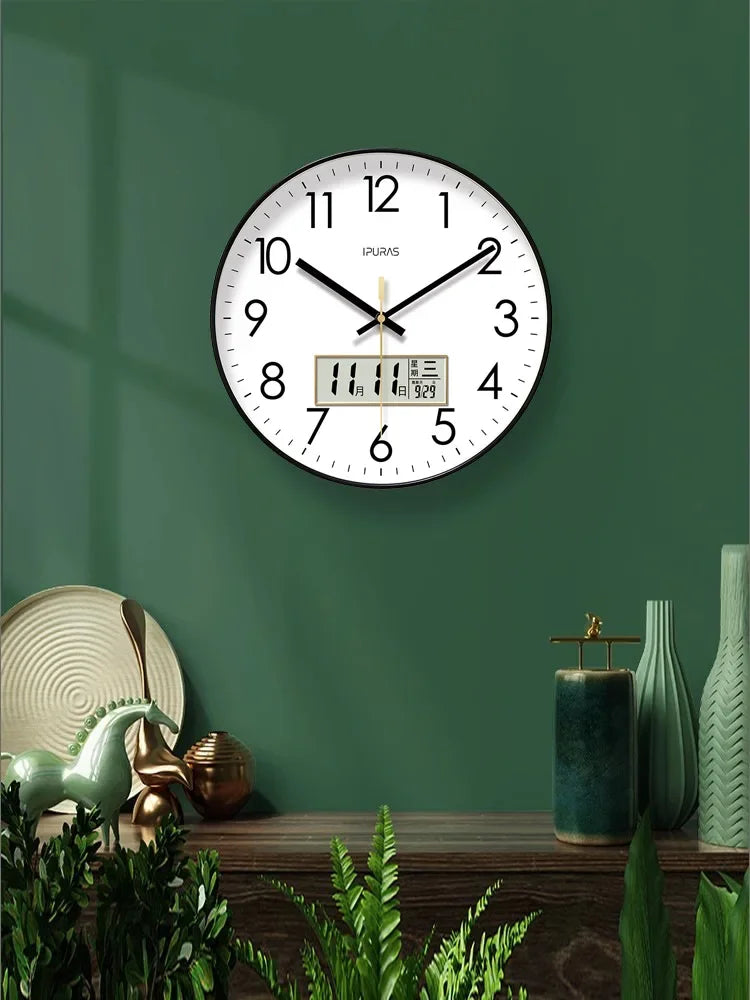 Horloge Murale Moderne – Température, Calendrier & Analogique Silencieuse