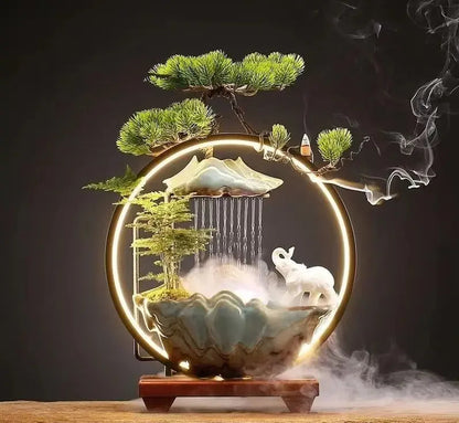 Fontaine Décorative Céramique Émail – Style Néoclassique, 3 Tailles & 6 Designs
