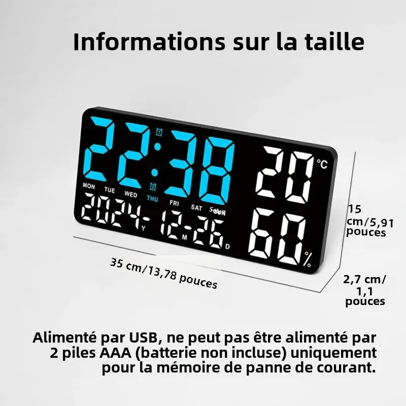 Horloge Digitale LED Multifonction – Alarme, Température, Humidité & Ambiance 7 Couleurs