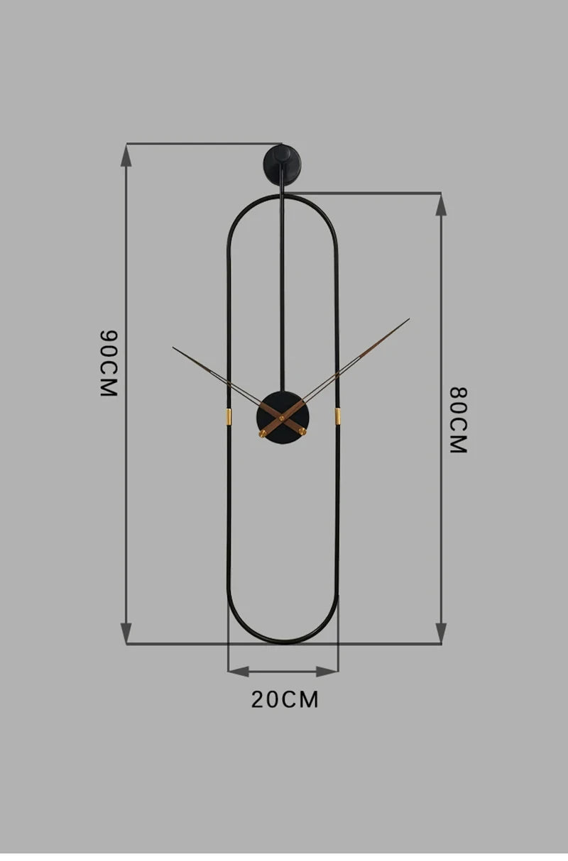Horloge Murale Luxe Art Ovale Métal Silencieuse – Dorée ou Noire