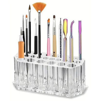 Support acrylique 26 emplacements pour pinceaux et "nail art"