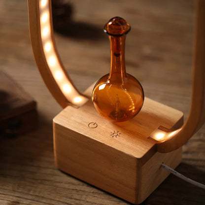 Diffuseur d’Huiles Essentielles Sans Eau en Bois et Verre – Lampe d’Ambiance Aromathérapie Premium