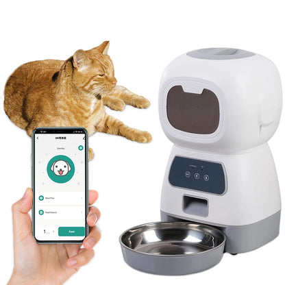 Distributeur Automatique Connecté - 3,5 L pour Chien et Chat – Repas Programmés et Contrôle à Distance