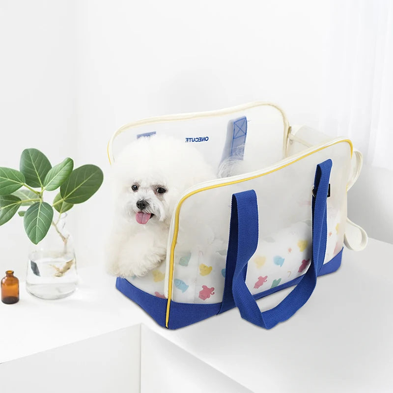 Sac de transport pour chien avec panneaux transparents et double poignée