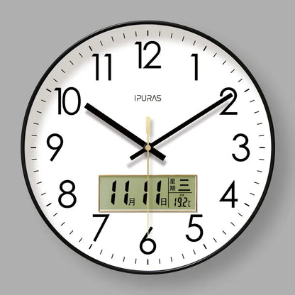 Horloge Murale Moderne – Température, Calendrier & Analogique Silencieuse