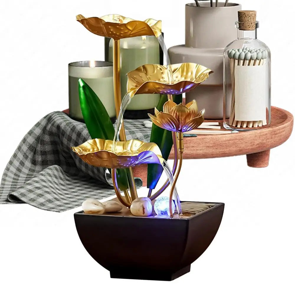 Fontaine de Bureau Zen LED 7 Couleurs – Sons Naturels & Structure 3 Niveaux
