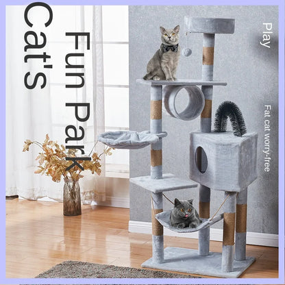 Arbre à chat XXL avec hamac, tunnel et griffoirs en corde