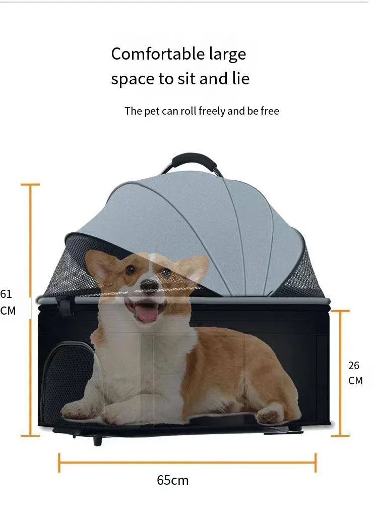 Poussette pour animaux 3en1 pliable avec nacelle détachable