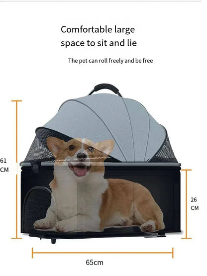 Poussette pour animaux 3en1 pliable avec nacelle détachable