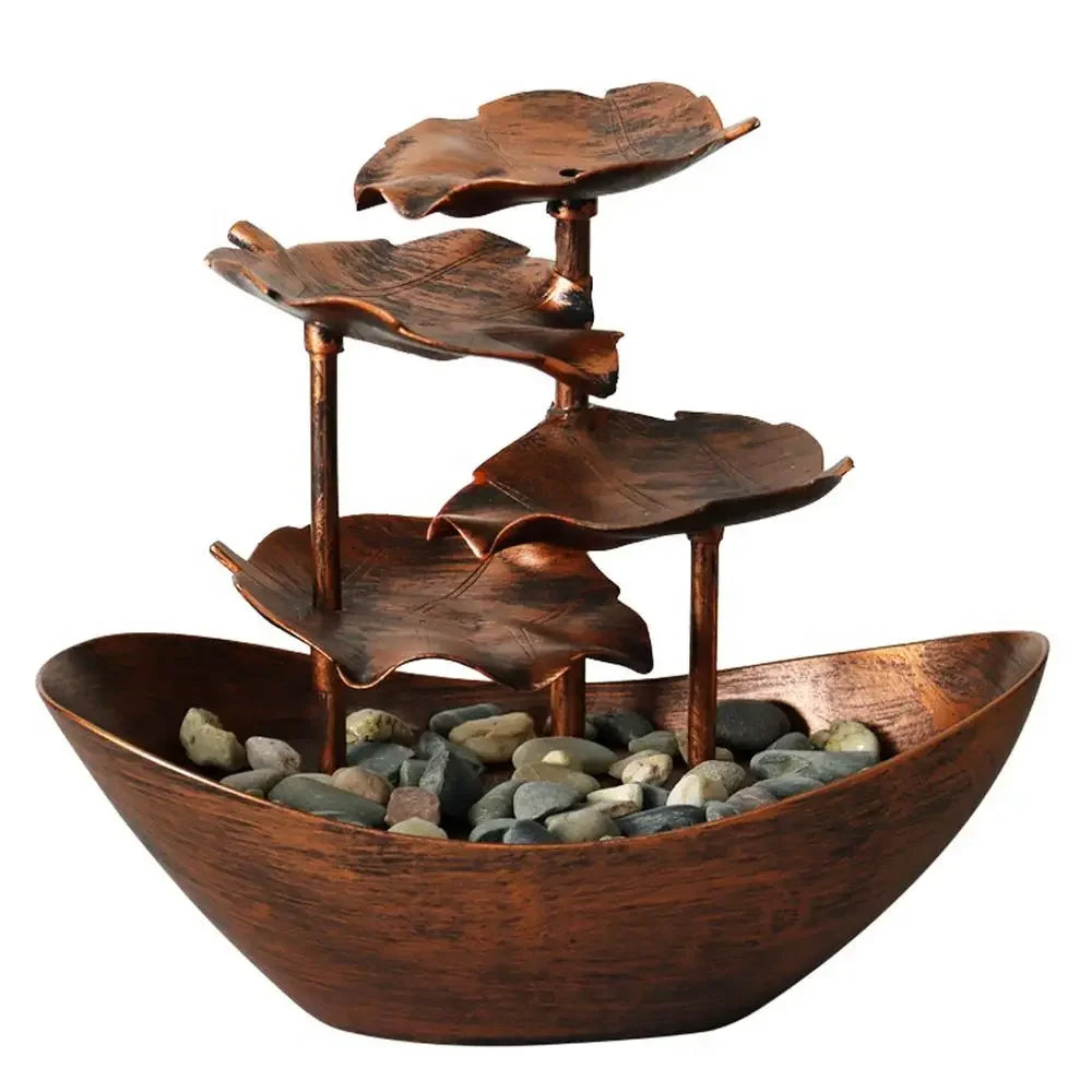 Fontaine Feuille de Lotus Métal LED – Cascade Zen USB, 3 Finitions