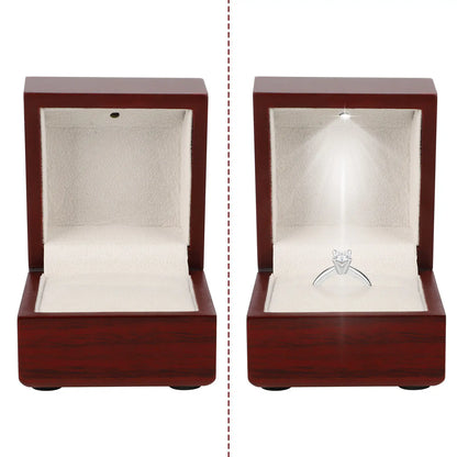 Écrin Bague Bois & Velours avec LED