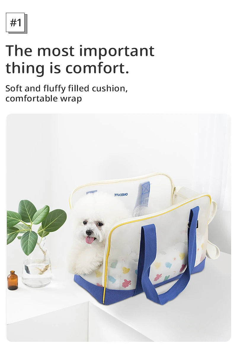 Sac de transport pour chien avec panneaux transparents et double poignée