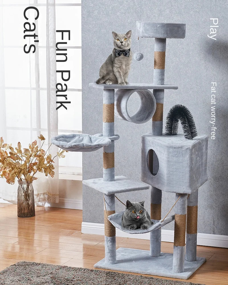 Arbre à chat XXL avec hamac, tunnel et griffoirs en corde