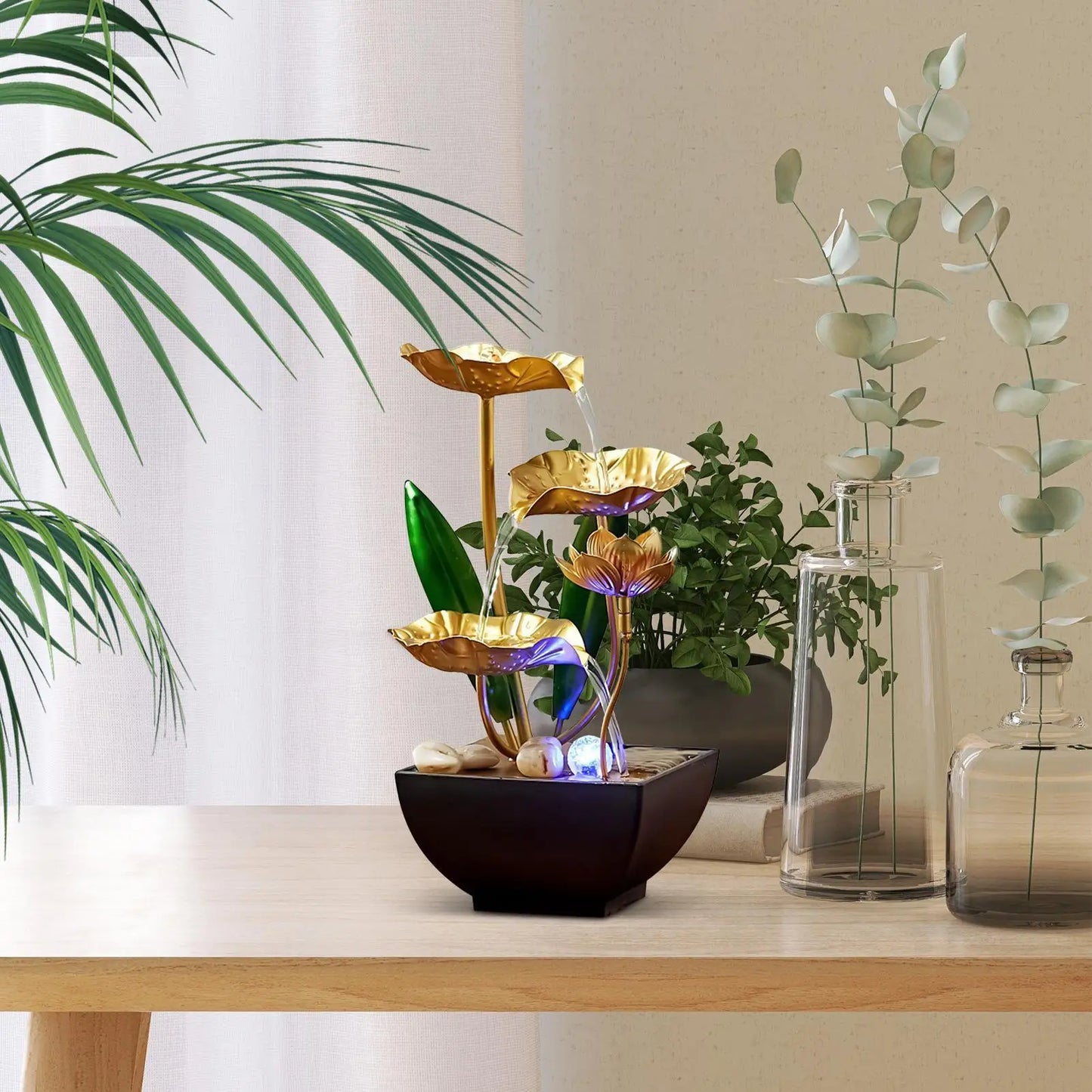 Fontaine de Bureau Zen LED 7 Couleurs – Sons Naturels & Structure 3 Niveaux
