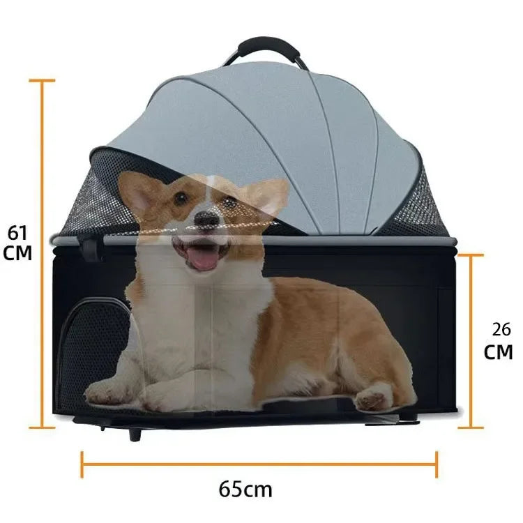 Poussette pour animaux 3en1 pliable avec nacelle détachable