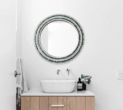 Miroir Mural Décoratif Rond – Nacre & MDF Style Nordique, 5 Designs