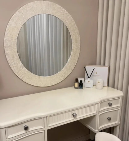 Miroir Mural Décoratif Rond – Nacre & MDF Style Nordique, 5 Designs