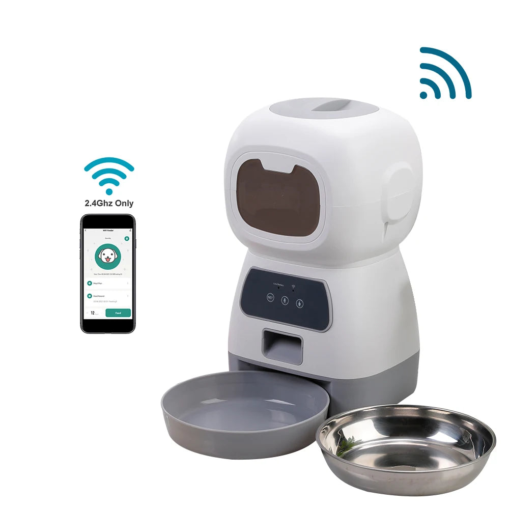 Distributeur Automatique Connecté - 3,5 L pour Chien et Chat – Repas Programmés et Contrôle à Distance