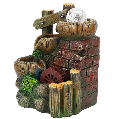 Fontaine de Bureau Résine – Tour de Pierre Cascade, Paysage Miniature 19,5cm