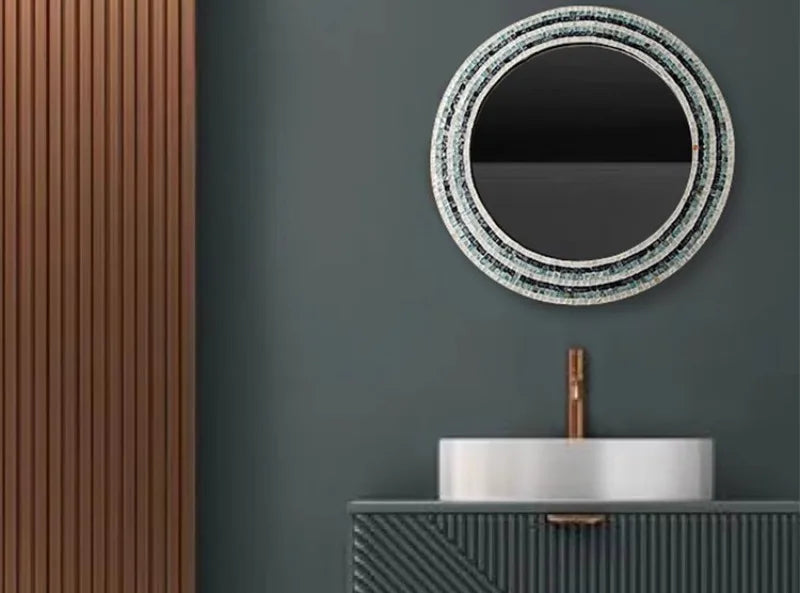 Miroir Mural Décoratif Rond – Nacre & MDF Style Nordique, 5 Designs