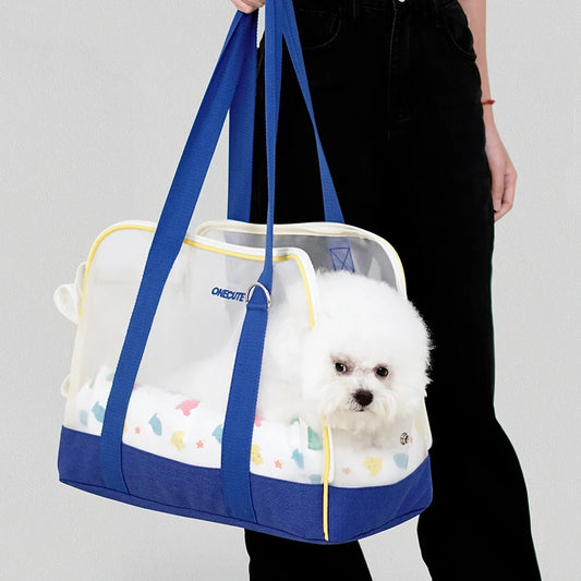Sac de transport pour chien avec panneaux transparents et double poignée