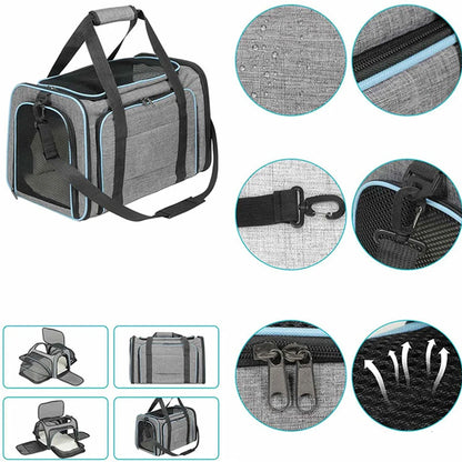 Sac de transport extensible pour chat avec panneaux en filet zippés