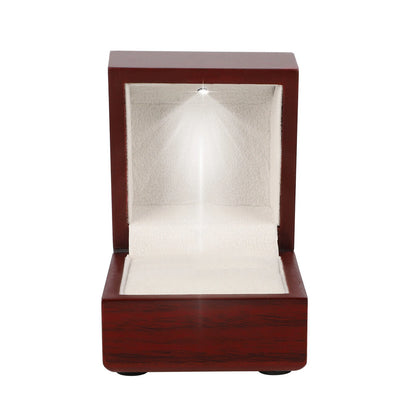 Écrin Bague Bois & Velours avec LED
