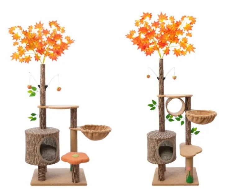 Arbre à chat maison forestière 155cm avec hamacs et griffoirs sisal