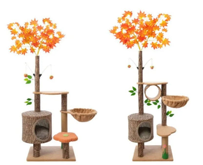 Arbre à chat maison forestière 155cm avec hamacs et griffoirs sisal