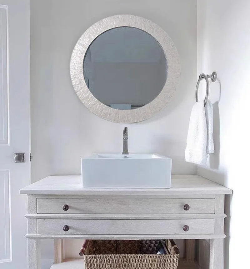 Miroir Mural Décoratif Rond – Nacre & MDF Style Nordique, 5 Designs
