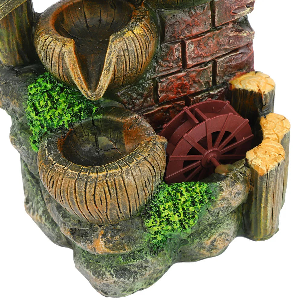 Fontaine de Bureau Résine – Tour de Pierre Cascade, Paysage Miniature 19,5cm