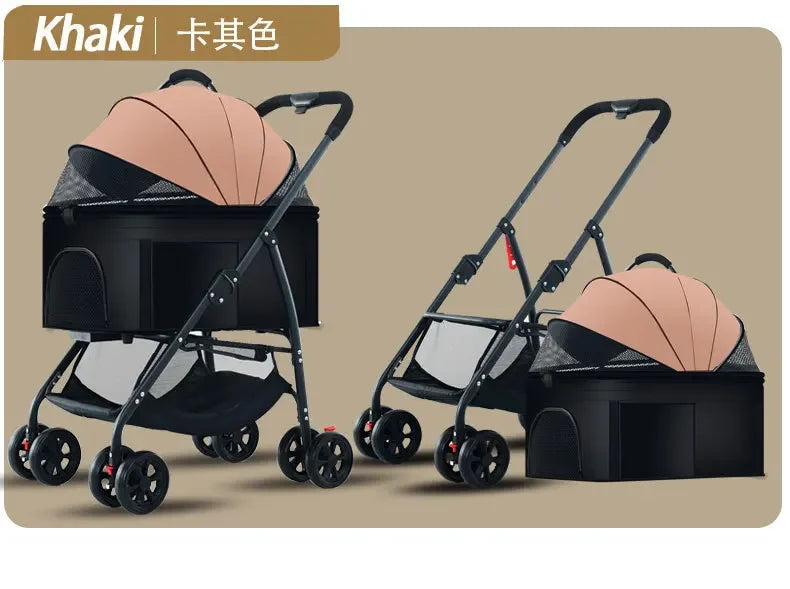 Poussette pour animaux 3en1 pliable avec nacelle détachable