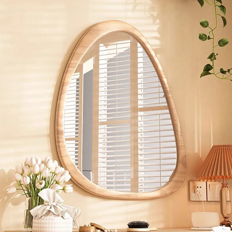Miroir Mural Irrégulier Bois Asymétrique – Style Moderne, 4 Grandes Tailles