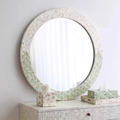 Miroir Mural Décoratif Rond – Nacre & MDF Style Nordique, 5 Designs