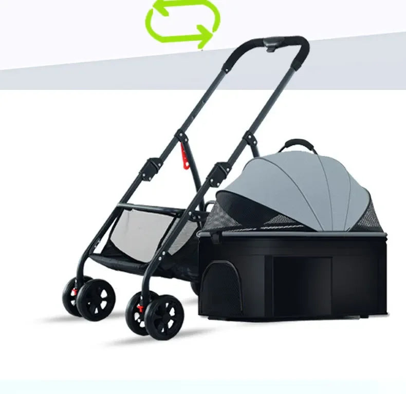 Poussette pour animaux 3en1 pliable avec nacelle détachable