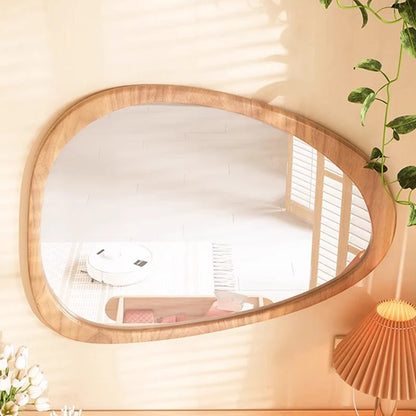 Miroir Mural Irrégulier Bois Asymétrique – Style Moderne, 4 Grandes Tailles