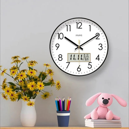 Horloge Murale Moderne – Température, Calendrier & Analogique Silencieuse
