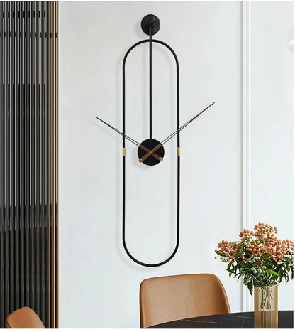 Horloge Murale Luxe Art Ovale Métal Silencieuse – Dorée ou Noire