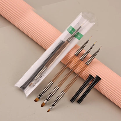 Kit 3 Pinceaux Nail Art Double Embout – Précision Professionnelle UV Gel