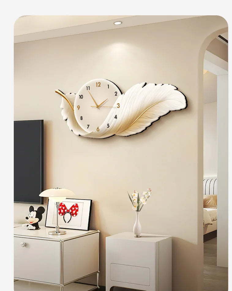 Horloge Murale Design Plume Luxe