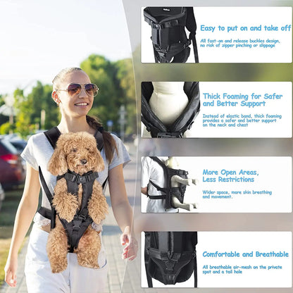 Porte-bébé pour chien avec harnais avant réglable et boucles sécurisées