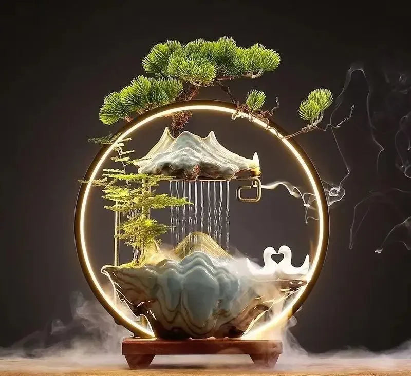 Fontaine Décorative Céramique Émail – Style Néoclassique, 3 Tailles & 6 Designs