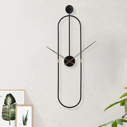 Horloge Murale Luxe Art Ovale Métal Silencieuse – Dorée ou Noire